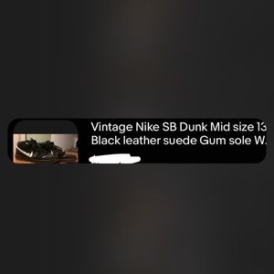 Vintage Nike SB Dunks midsize, black leather suede gum sole